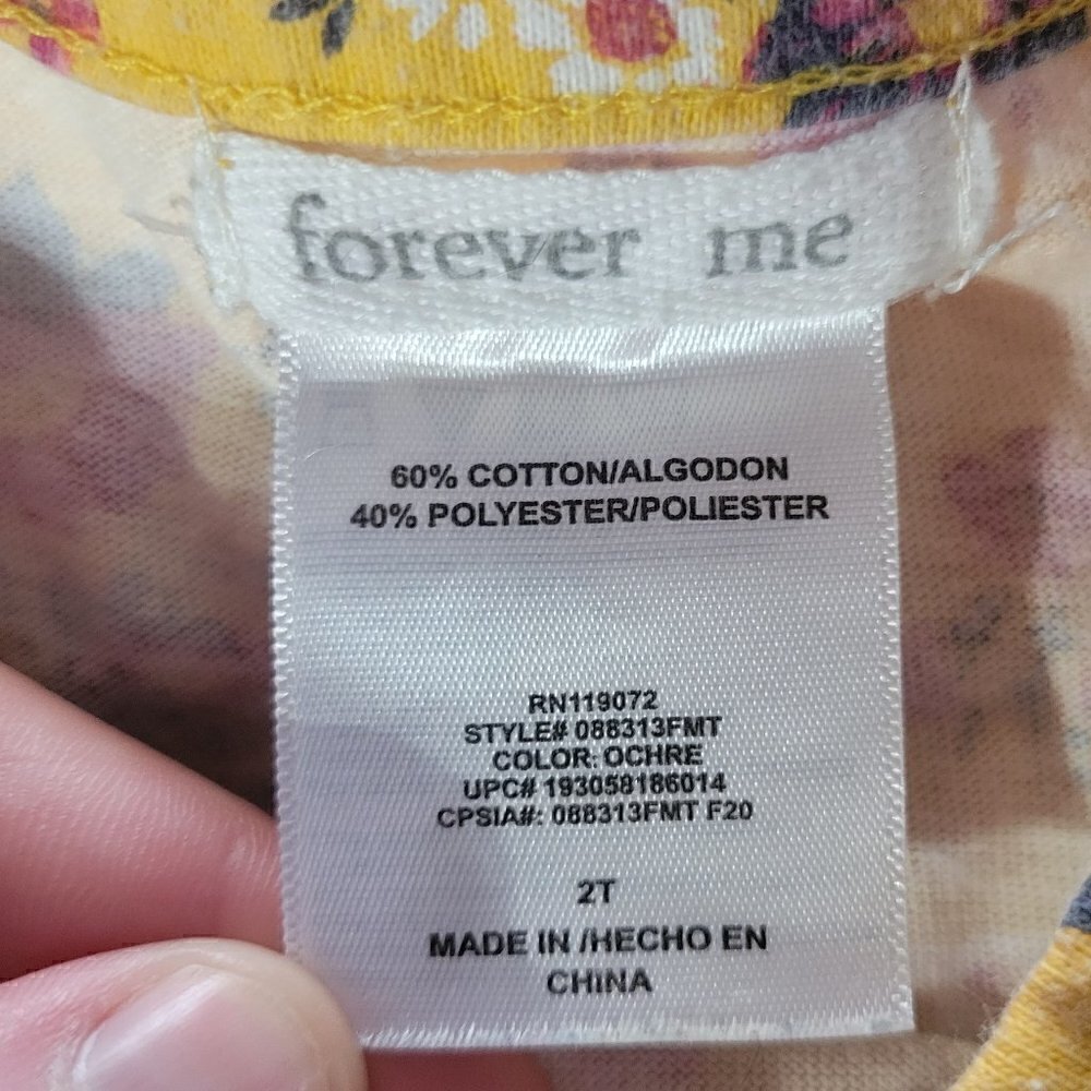 Forever Me Yellow Flowy Dress With Assorted Multicolored Flowers Size 2T - Picture 5 of 8